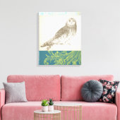 Graues Owl im Muster-Hintergrund Leinwanddruck (Insitu (Wohnzimmer))