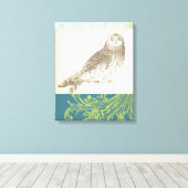 Graues Owl im Muster-Hintergrund Leinwanddruck (Insitu (Holzboden))