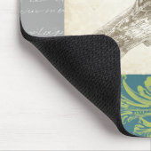 Graues Owl im Muster-Hintergrund Mousepad (Ecke)