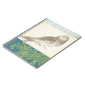 Graues Owl im Muster-Hintergrund Notizblock (Linke Seite)