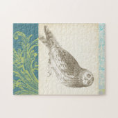 Graues Owl im Muster-Hintergrund Puzzle (Horizontal)