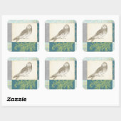 Graues Owl im Muster-Hintergrund Quadratischer Aufkleber (Blatt)