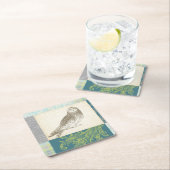 Graues Owl im Muster-Hintergrund Rechteckiger Pappuntersetzer (Vor Ort)