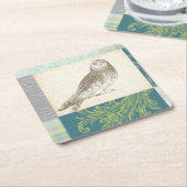 Graues Owl im Muster-Hintergrund Rechteckiger Pappuntersetzer (angewinkelt)