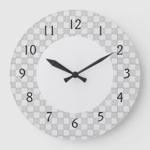 Graues Patchwork-Muster Große Wanduhr