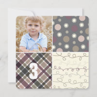 Graues Patchwork Muster Squares Boy Foto Geburtsta