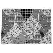 Graues Patchwork-Patchwork-Muster Große Geschenktüte (Vorderseite)