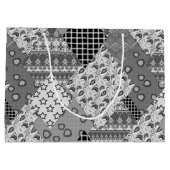 Graues Patchwork-Patchwork-Muster Große Geschenktüte (Rückseite)