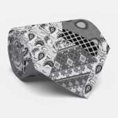 Graues Patchwork-Patchwork-Muster Krawatte (Gerollt)
