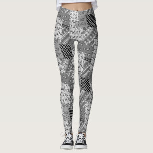 Graues Patchwork-Patchwork-Muster Leggings