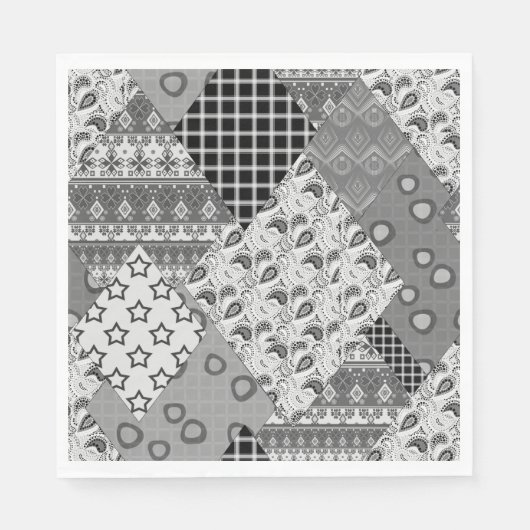 Graues Patchwork-Patchwork-Muster Serviette (Vorderseite)