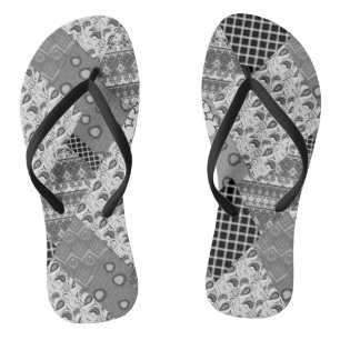 Graues Patchwork-Patchworkmuster Badesandalen