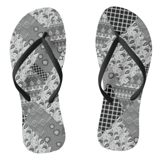 Graues Patchwork-Patchworkmuster Badesandalen (Fußbett)