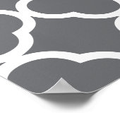 Graues Peach Quatrefoil Monogramm Poster (Ecke)