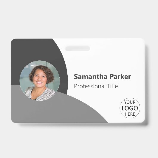 Graues Personalisiertes Foto, Logo, Strichcode-Mit Ausweis (Vorderseite)