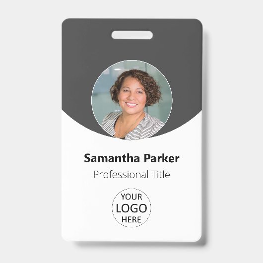 Graues Personalisiertes Foto, Logo, Strichcode-Mit Ausweis (Front)