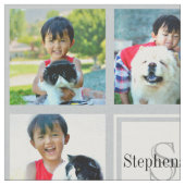 Graues Personalisiertes Fotolack Monogramm Stoff (Nahaufnahme)