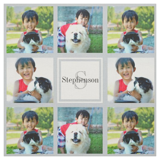 Graues Personalisiertes Fotolack Monogramm Stoff (Muster)