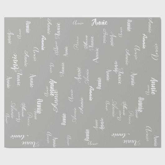 Graues personalisiertes handgeschriebenes Namensmu Geschenkpapier (Flach)