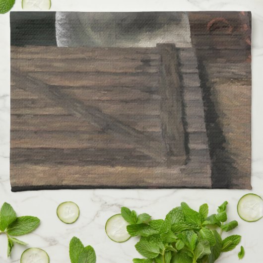 Graues Pferd an der stabilen Tür Handtuch (Gefaltet)