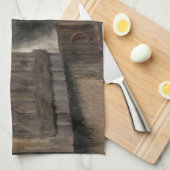 Graues Pferd an der stabilen Tür Handtuch (Viertel Falte)