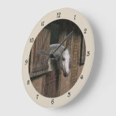 Graues Pferd an der stabilen Tür-Wanduhr Große Wanduhr (Winkel)