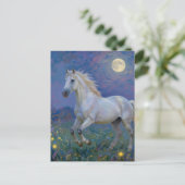 Graues Pferd bei Vollmond Postkarte (Stehend Vorderseite)
