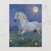 Graues Pferd bei Vollmond Postkarte (Vorderseite)