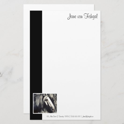 Graues Pferd Briefpapier (Vorne/Hinten)