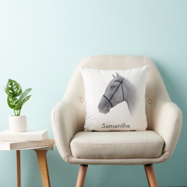 Graues Pferd Design Personalisiert Kissen (Stuhl )