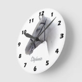 Graues Pferd Design Personalisiert Runde Wanduhr (Winkel)