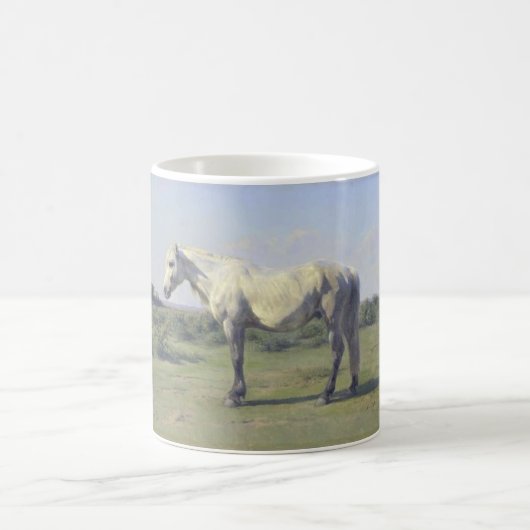 Graues Pferd in einem Feld (von Rosa Bonheur) Kaffeetasse (Mittel)