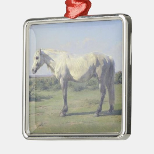 Graues Pferd in einem Feld (von Rosa Bonheur) Ornament Aus Metall (Links)