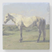 Graues Pferd in einem Feld (von Rosa Bonheur) Steinuntersetzer (Vorderseite)