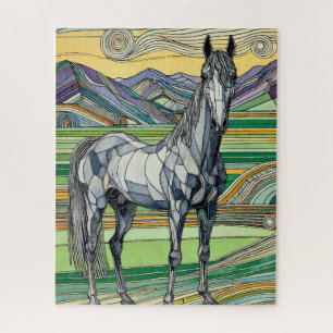 Graues Pferd in Weide 500 Stück Puzzle