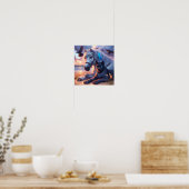 Graues Pferd schwarzer Panther Poster (Küche)