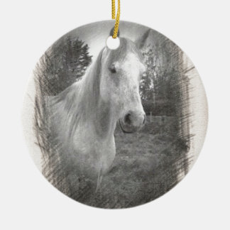 Graues Pferdebild Keramikornament