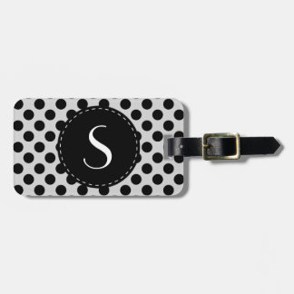 Graues Polka-Punkt-Monogramm-personalisierter Gepäckanhänger