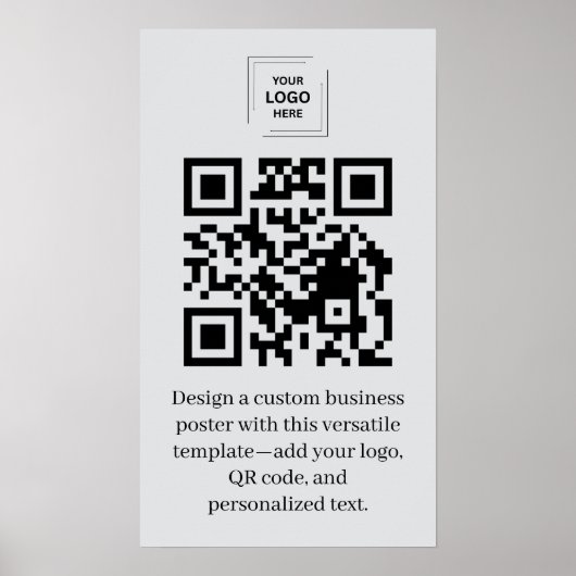 Graues professionelles QR-Code-Geschäftslogo-Poste Poster (Vorne)