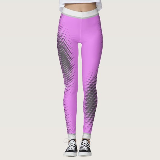 Graues Punktmuster mit dem Namen auf PINK Leggings (Vorderseite)