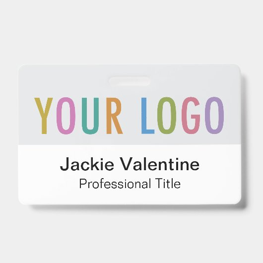 Graues PVC-Name-Abzeichen mit Logo-Clip-Lanyard od Ausweis (Vorderseite)