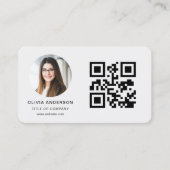 Graues QR-Code-Foto Visitenkarte (Vorderseite)