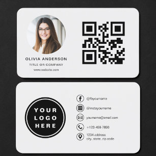 Graues QR-Code-Foto Visitenkarte