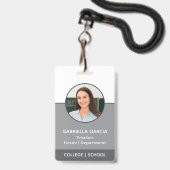 Graues QR Code School Foto ID Abzeichen Ausweis (Vorderseite mit Lanyard)