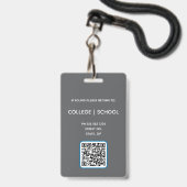 Graues QR Code School Foto ID Abzeichen Ausweis (Rückseite mit Lanyard)