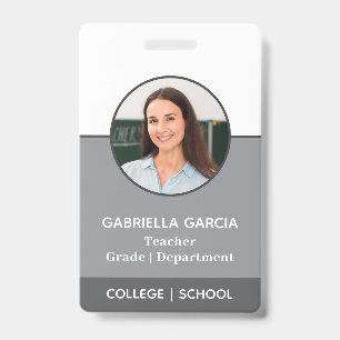 Graues QR Code School Foto ID Abzeichen Ausweis