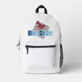 Graues Quadrat mit rotem Fleck und blauem Kreis-Te Bedruckter Rucksack (Vorderseite)