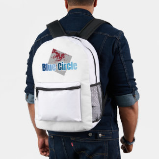 Graues Quadrat mit rotem Fleck und blauem Kreis-Te Bedruckter Rucksack