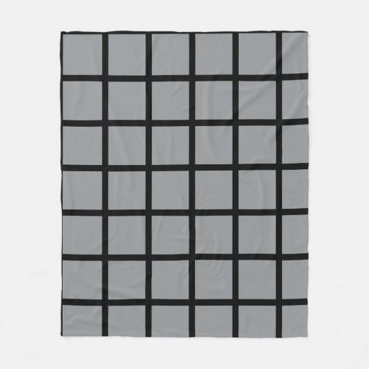 Graues quadratisches Muster mit schwarzen Rändern Fleecedecke (Vorderseite)
