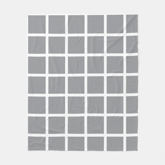 Graues quadratisches Muster mit weißen Rändern Fleecedecke (Vorderseite)